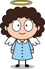 A cute and smiling cartoon angel with a halo and wings, symbolizing innocence, kindness, and goodness.