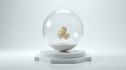Coral Object Displayed inside Glass Sphere on Stand
