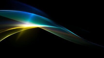 Colorful spectrum of light beams on dark background symbolizing data flow, technology, business growth and marketing. Abstract sharp edge lines in blue, green and yellow contrast.