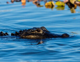 Alligator head emerging from water