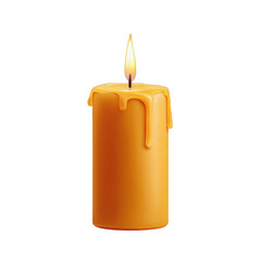 Bright Orange Candle with Melting Wax and Flickering Flame Detail
