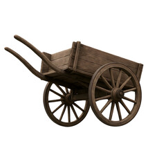 Fototapeta premium Old Wooden Cart Isolated on White Background