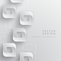 Vector Abstract Background with Flowing 3D White Rounded Squares with Internal Swirl/Leaf Shapes and Drop Shadows