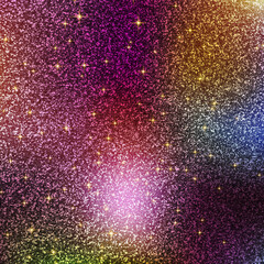 Abstract colorful background with bubbles and light effects in a dark starry sky design