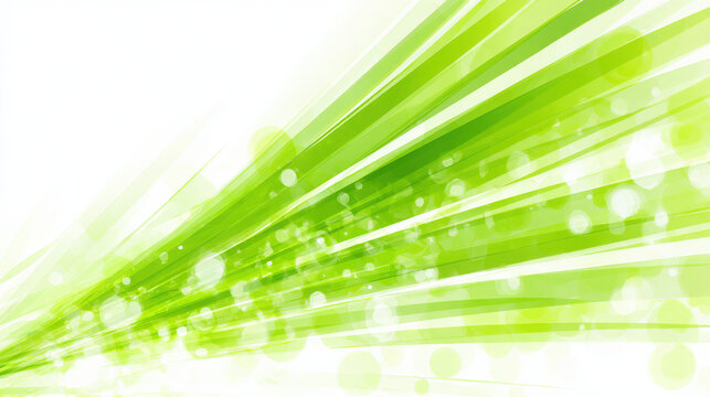 Overlapping translucent green rays with soft bokeh highlights on white background representing ecological data and modern technology themes