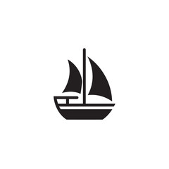 Boat Icon Symbol Black and White Illustration Nautical Ship Sail Marine Ocean Travel Vector