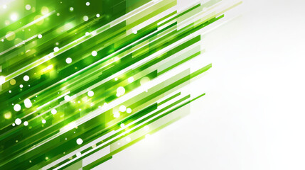 Overlapping translucent green rays with soft bokeh highlights on white background representing ecological data and modern technology themes
