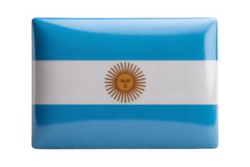 Argentina's vibrant flag emblem badge showcasing national pride, perfect for travel, tourism, or cultural projects with a glossy finish