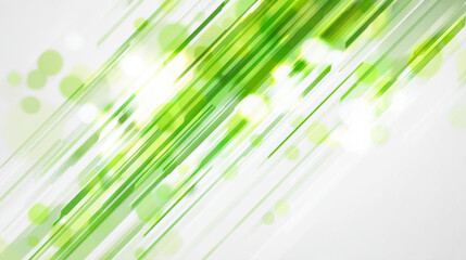 Overlapping translucent green rays with soft bokeh highlights on white background representing ecological data and modern technology themes