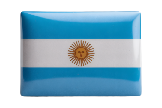 Argentina's vibrant flag emblem badge showcasing national pride, perfect for travel, tourism, or cultural projects with a glossy finish