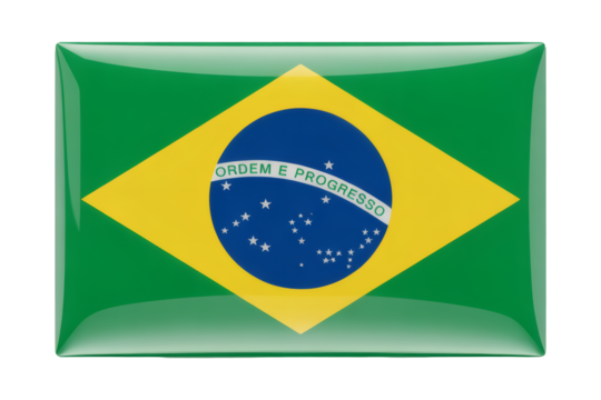 Brazilian flag emblem badge design representing national pride, culture, and heritage for travel and tourism concepts