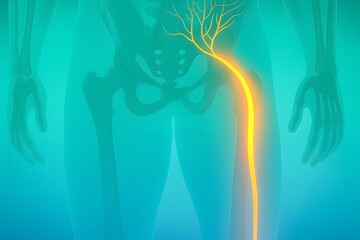 Medical Illustration of Sciatic Nerve Inflammation