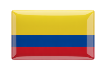 Glossy Colombian flag emblem badge, representing national pride, heritage, and culture in vibrant colors