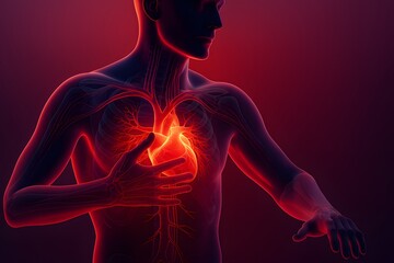 Human Body with Highlighted Heart – Cardiovascular Disease Concept