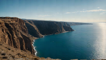 Obraz premium Coastal Cliffs Blue Ocean Scenic Landscape