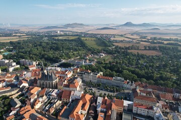 Obraz premium Louny historical town and city center aerial panorama, Ceske Stredohori,Bohemia Czech republic, old town square and streets landmark
