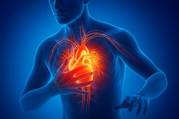 Human Body with Highlighted Heart – Cardiovascular Disease Concept