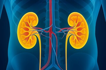 Human Kidney Anatomy 3D Rendering