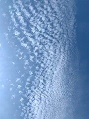 Cirrocumulus. Thin white clouds without shade, arranged in rows or in the form of piles resembling...