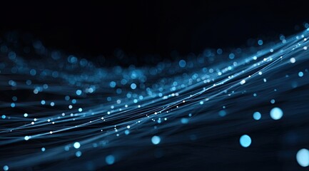 Abstract digital network of glowing blue particles