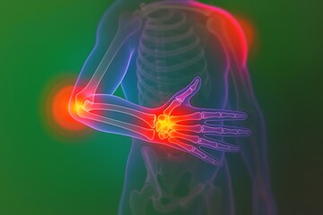 Human Body with Highlighted Joint Pain and Inflammation Concept