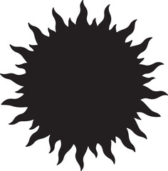 Sun Shape in silhouette white background.