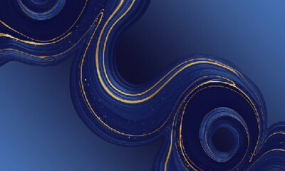 Sapphire Blue Swirls with Gold Highlights