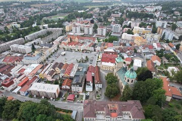 Havlickuv Brod cityscape aerial panorama of historic town square in Vysocina region, Bohemia Czech republic