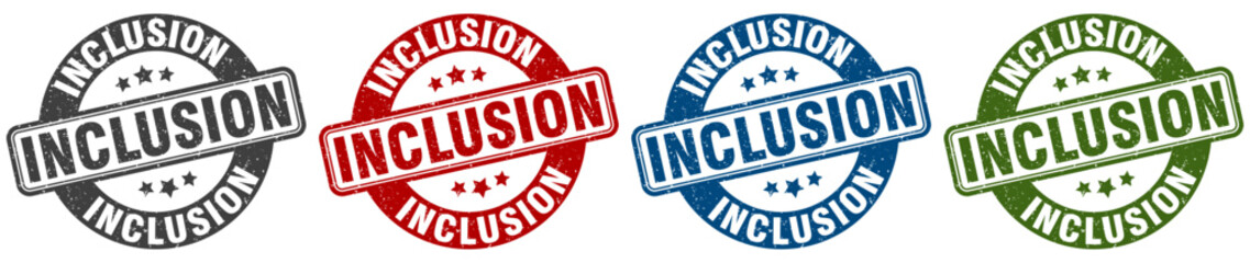 inclusion stamp. inclusion round stamp set isolated on white background