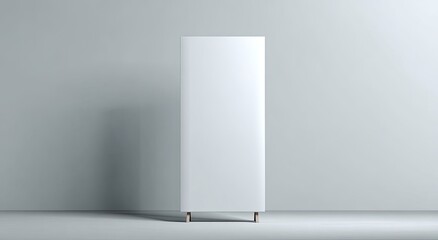 Blank white vertical banner on light gray backdrop