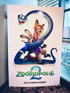 Zootopia, Zootropolis 2 Disney Animation Movie Promotional Poster, London, UK &ndash; August 2025
