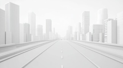 Empty city road white background