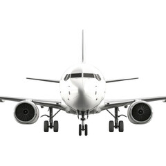 Naklejka premium Front View of a Modern Airplane for Aviation and Travel Related Use isolated [Transparent Background PNG].