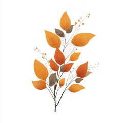 Captivating Branch with Orange Leaves in Nature's Embrace