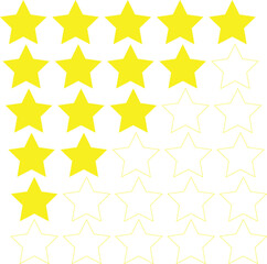 Star Rating System Vector Icons Set (1 to 5 Stars)