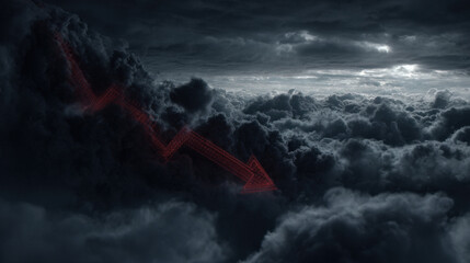 storm clouds forming behind digital graph as arrow plunges moody atmosphere illustration concept scene visual for commercial design use high detail quality stock image illustration concept scene