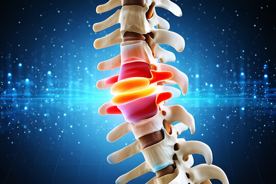 Lumbar Spine Disc Inflammation Medical Illustration vertebrae