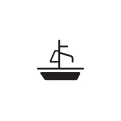 Boat Icon Symbol Black and White Illustration Nautical Ship Sail Marine Ocean Travel Vector