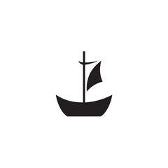 Boat Icon Symbol Black and White Illustration Nautical Ship Sail Marine Ocean Travel Vector