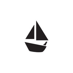 Boat Icon Symbol Black and White Illustration Nautical Ship Sail Marine Ocean Travel Vector