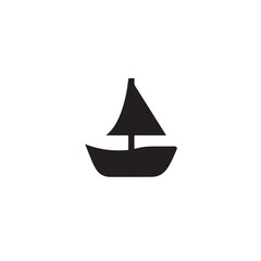 Boat Icon Symbol Black and White Illustration Nautical Ship Sail Marine Ocean Travel Vector