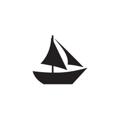 Boat Icon Symbol Black and White Illustration Nautical Ship Sail Marine Ocean Travel Vector