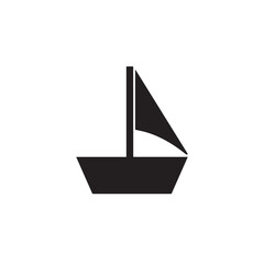 Boat Icon Symbol Black and White Illustration Nautical Ship Sail Marine Ocean Travel Vector