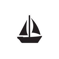Boat Icon Symbol Black and White Illustration Nautical Ship Sail Marine Ocean Travel Vector