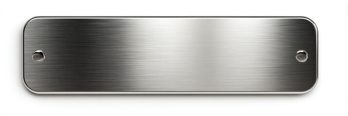 Brushed metal rectangular plate with two small holes