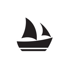 Boat Icon Symbol Black and White Illustration Nautical Ship Sail Marine Ocean Travel Vector