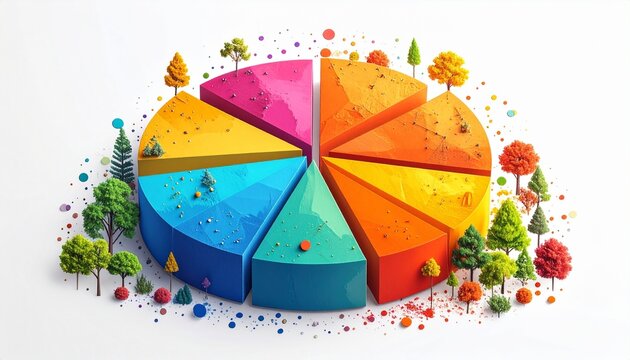 Colorful Nature Pie Chart A Visual Representation of Environmental Data