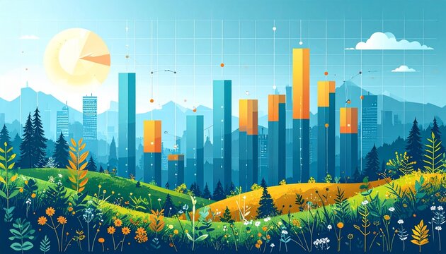 Futuristic circular infographic dashboard for business strategy and data analysis, showcasing complex information with modern flat design icons - Powered by Adobe