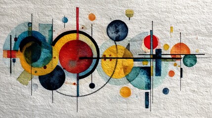 Colorful Abstract Geometry with Circles and Lines