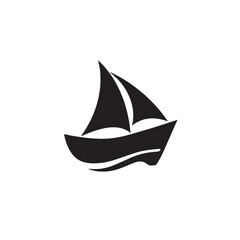 Boat Icon Symbol Black and White Illustration Nautical Ship Sail Marine Ocean Travel Vector